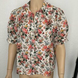 THE GREAT. The Fern Top in Cream Enchanted Floral size 2